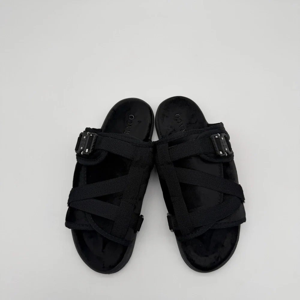 Draco Mens Size 9-10 Fits Men sizes 8.5-10 All Black W/Buckle Phantom Slides - Picture 5 of 6